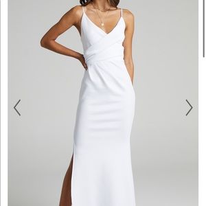 White formal ball dress wedding maxi